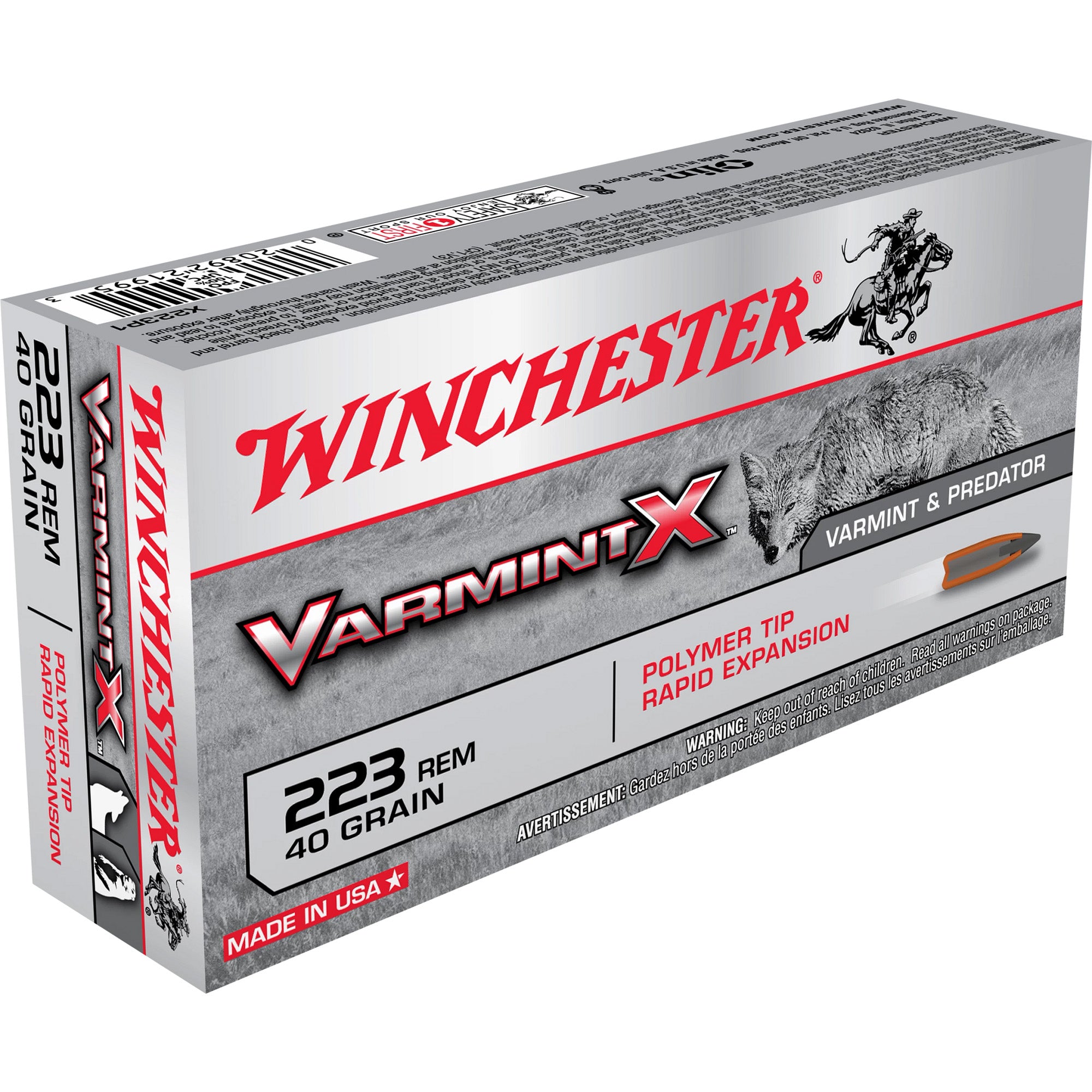 Winchester .223 Remington Varmint X Polymer Tip Rapid Expansion 40 Grain 20/Box