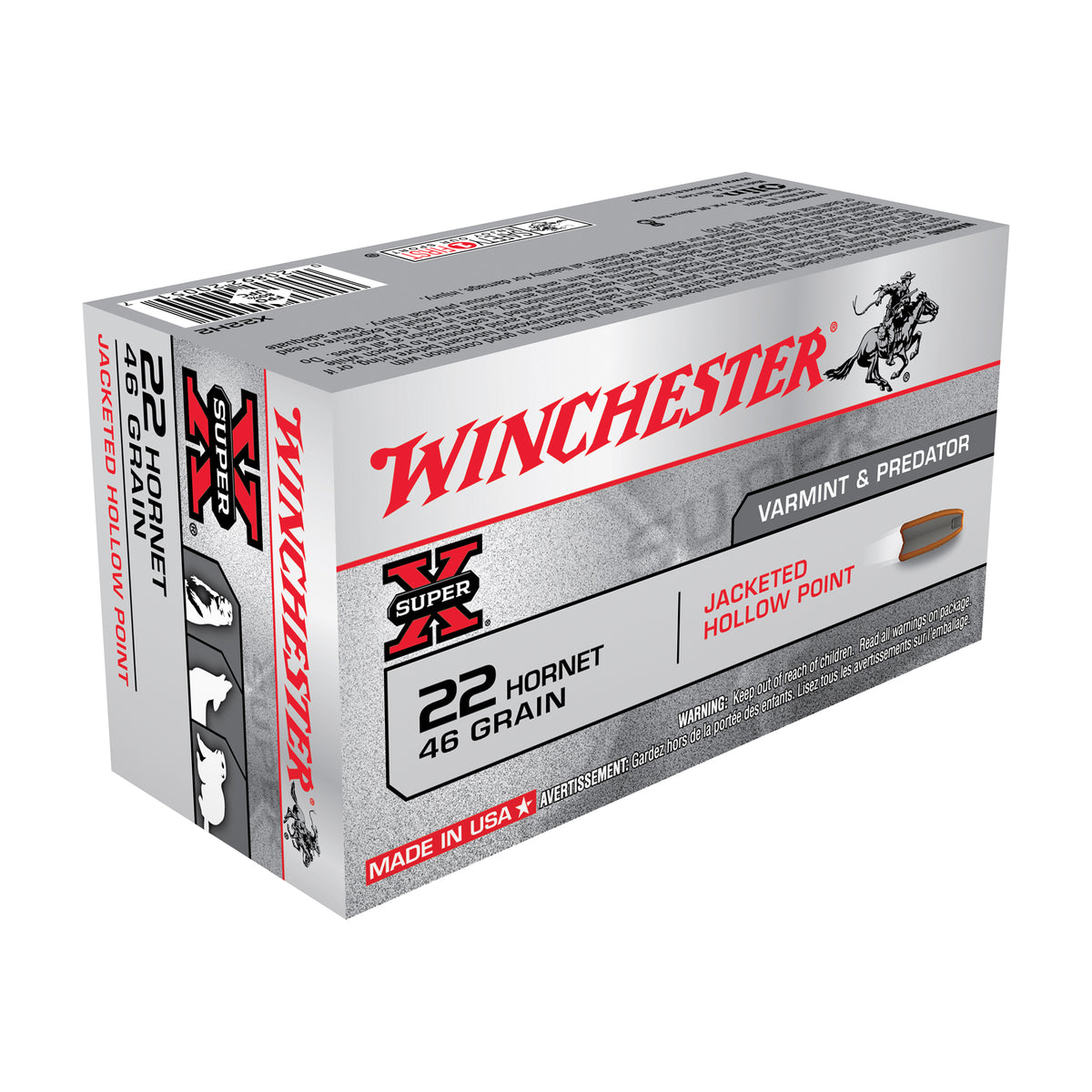 Winchester .22 Hornet Super-X Jacketed Hollow Point 46 Grain 50/Box