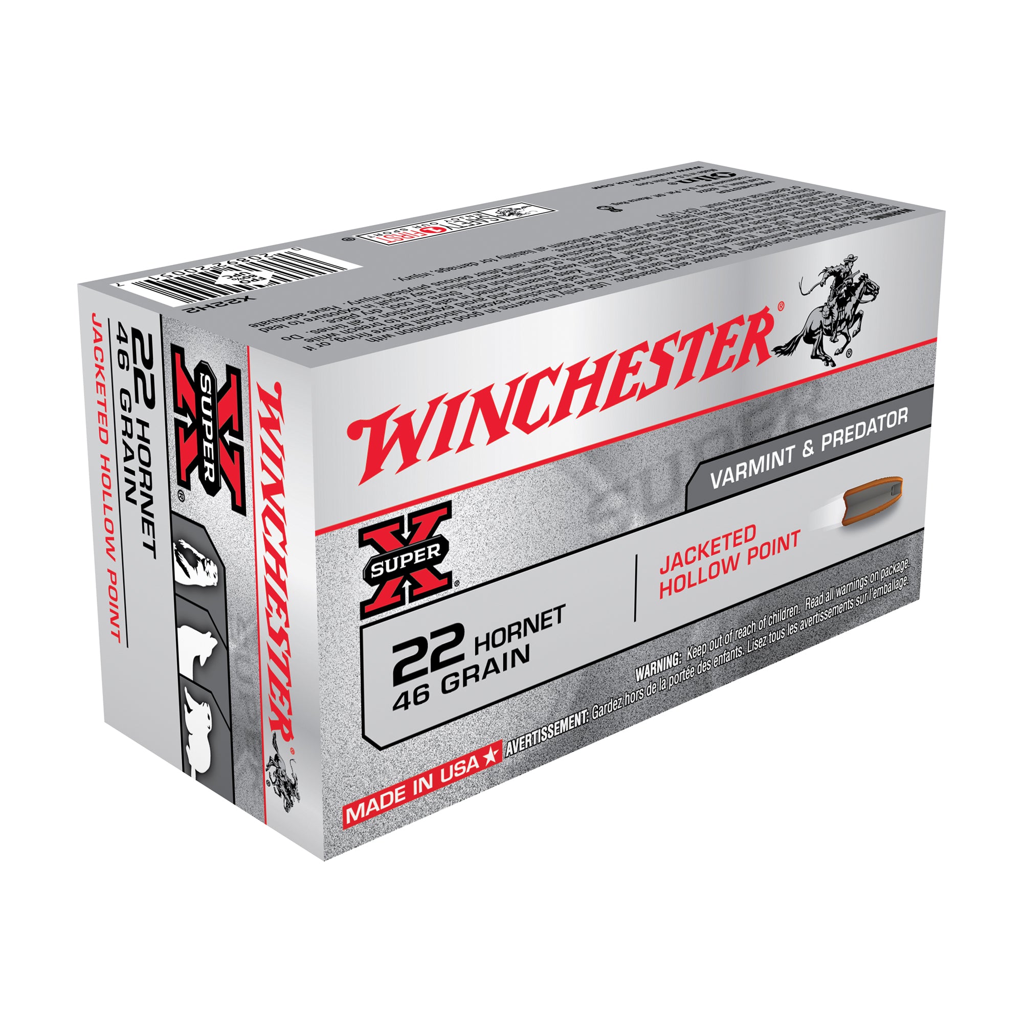 Winchester .22 Hornet Super-X Jacketed Hollow Point 46 Grain 50/Box