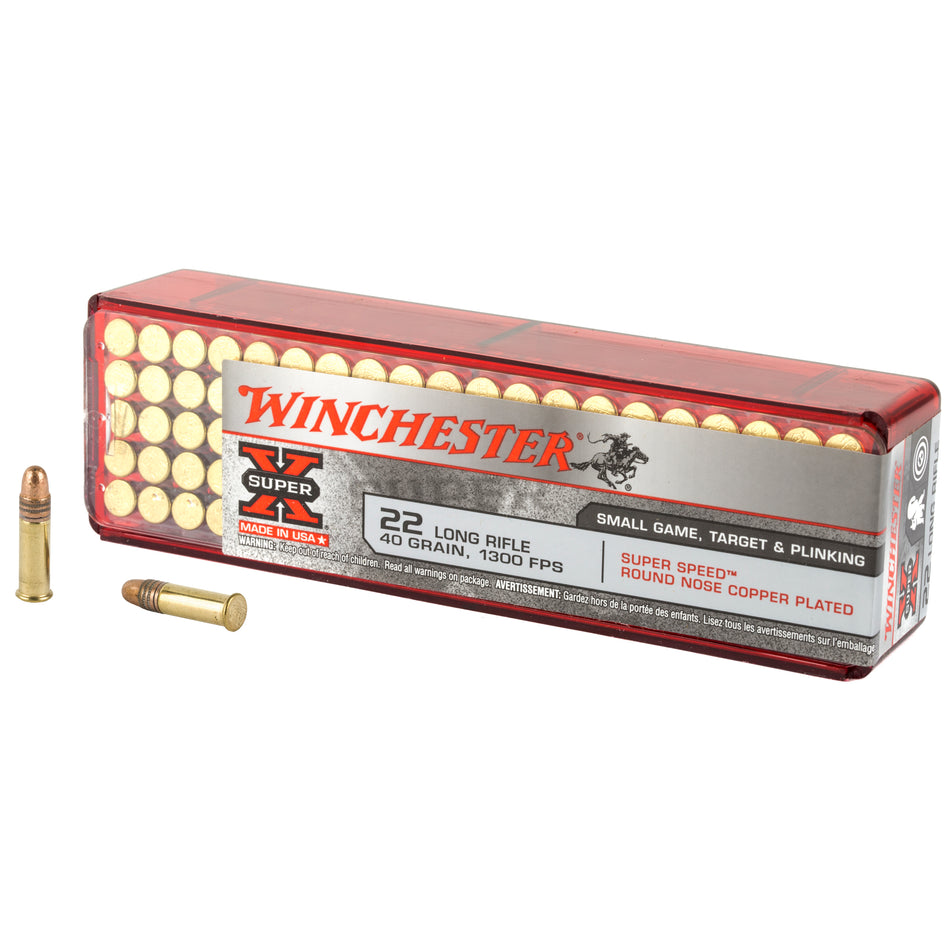 Winchester .22 Long Rifle Super X Super Speed Round Nose Copper Plated 40 Grain 100/Box