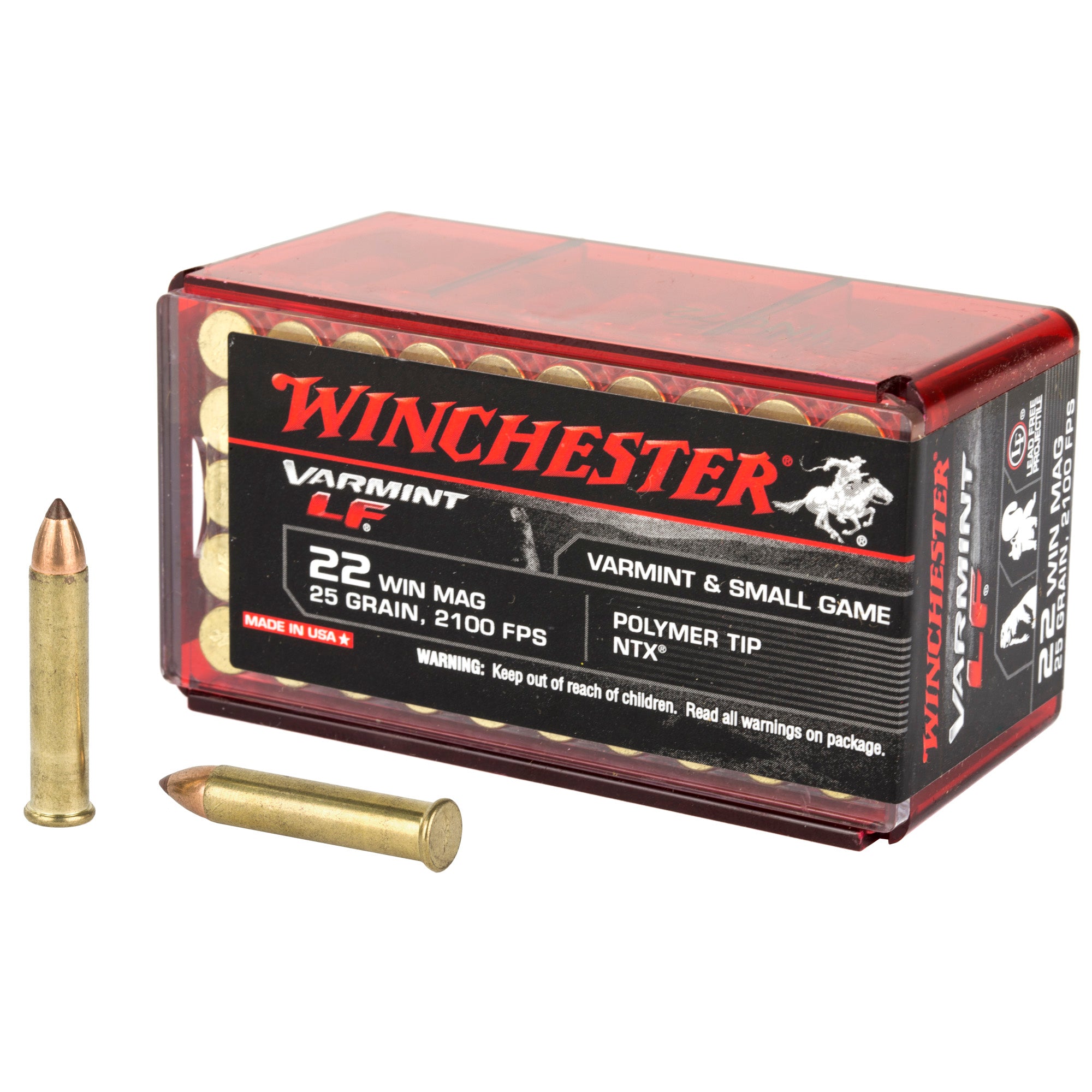 Winchester .22 Magnum / WMR Varmint LF Lead Free Polymer Tip NTX 25 Grain 50/Box