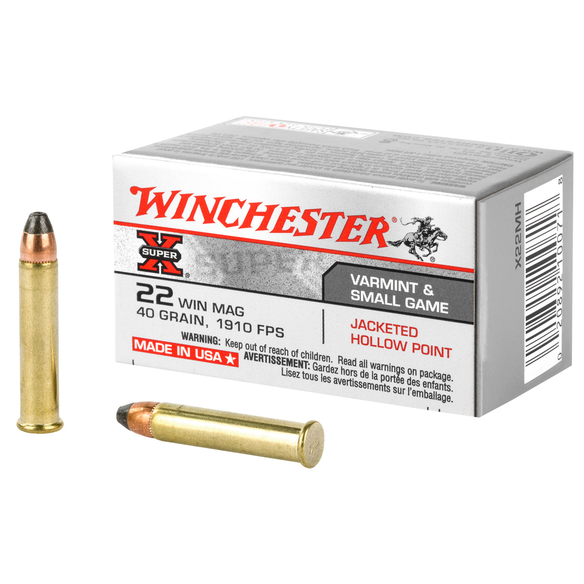Winchester .22 Magnum / WMR Super-X Jacketed Hollow Point 40 Grain 50/Box