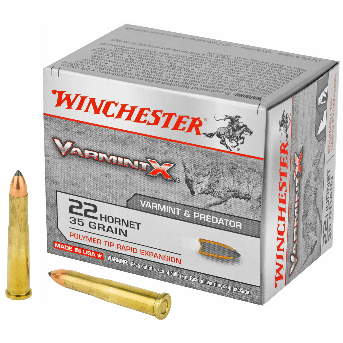 Winchester .22 Hornet Varmint X Polymer Tip Rapid Expansion 35 Grain 20/Box