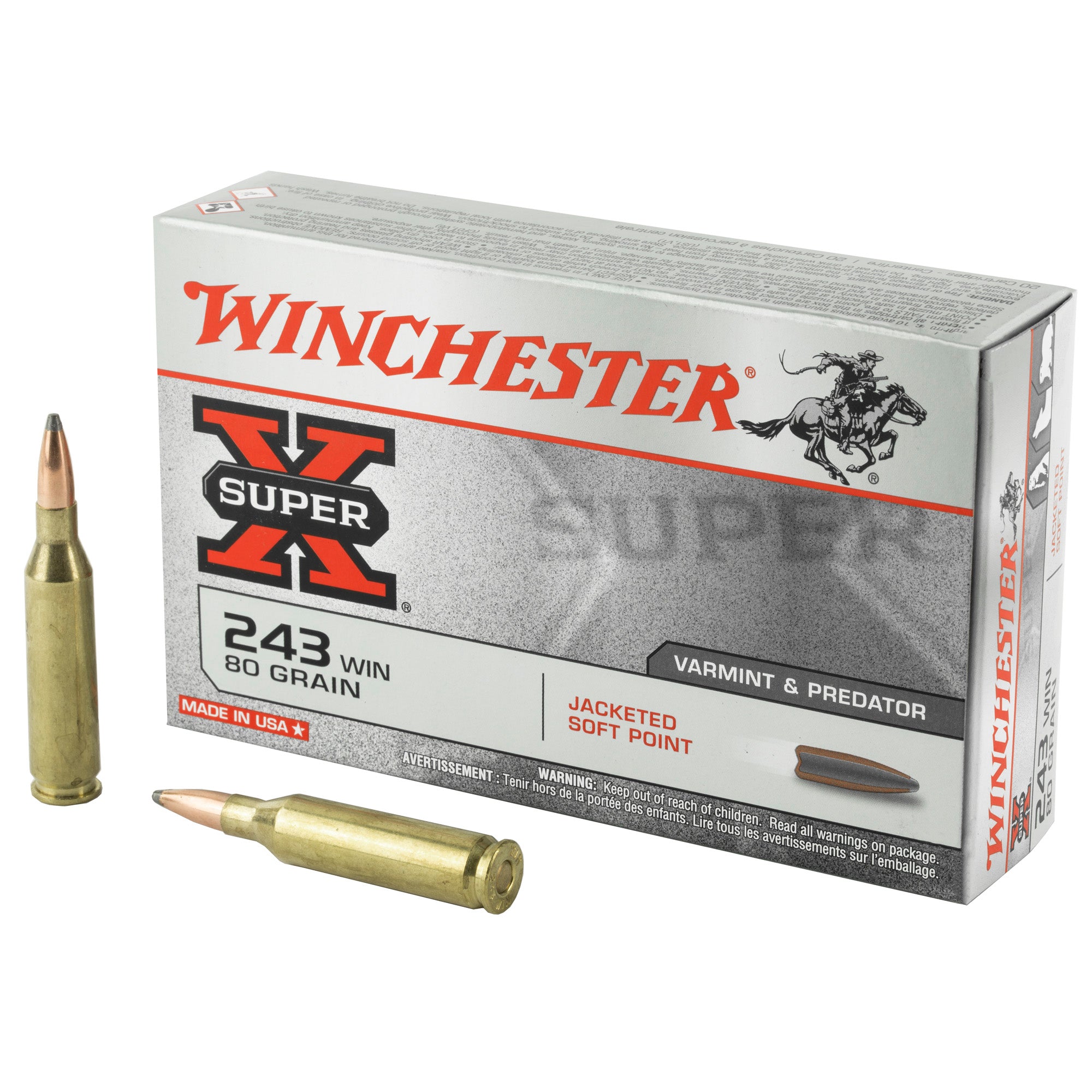 Winchester .243 Winchester Super-X Jacketed Soft Point 80 Grain 20/Box