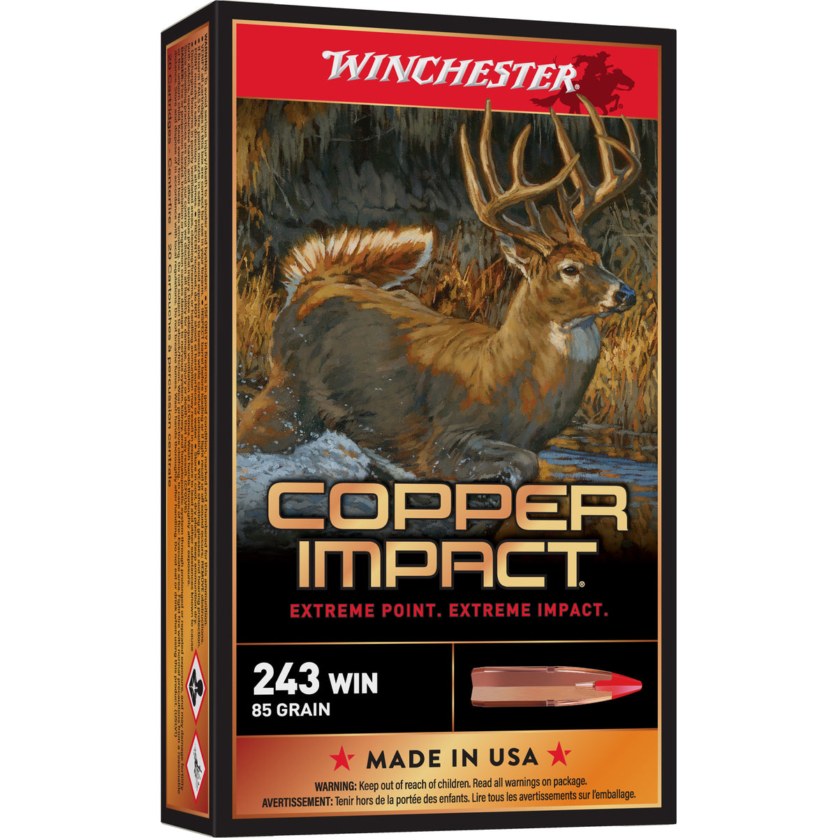 Winchester .243 Winchester Deer Season XP Copper Impact Copper Extreme Point Lead-Free 85 Grain 20/Box
