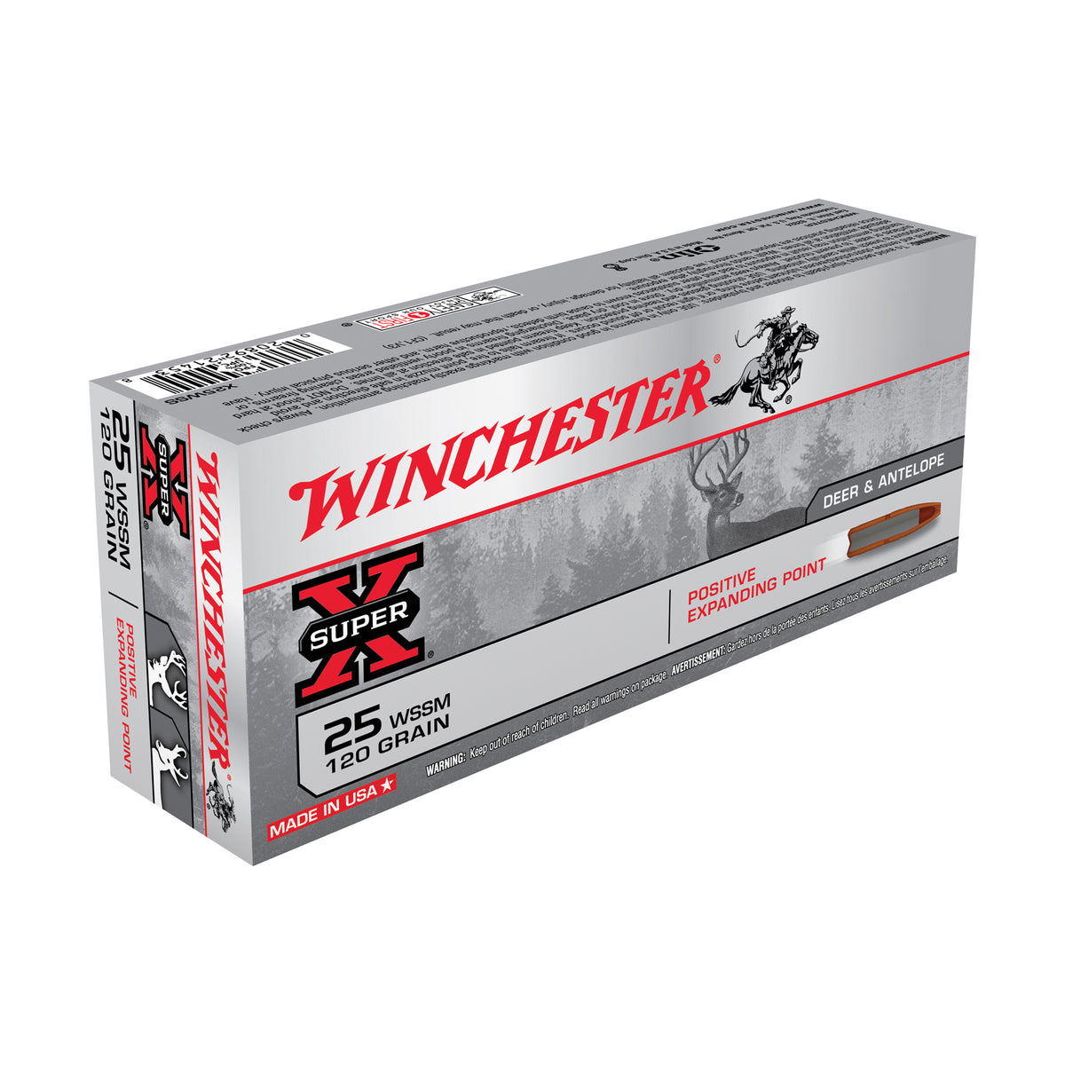 Winchester .25 WSSM Super-X Positive Expanding Point 120 Grain 20/Box