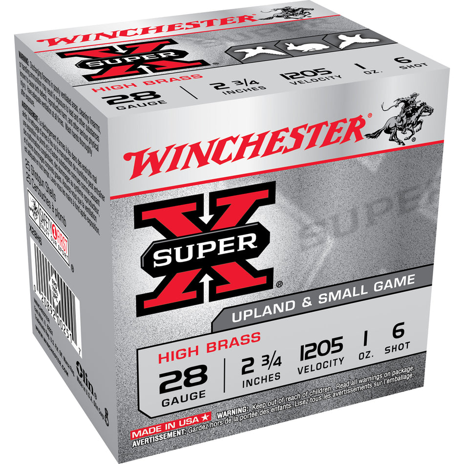 Winchester 28 Gauge Super X HIGH BRASS Heavy Game Load #6 1 oz 2.75 in 25/Box