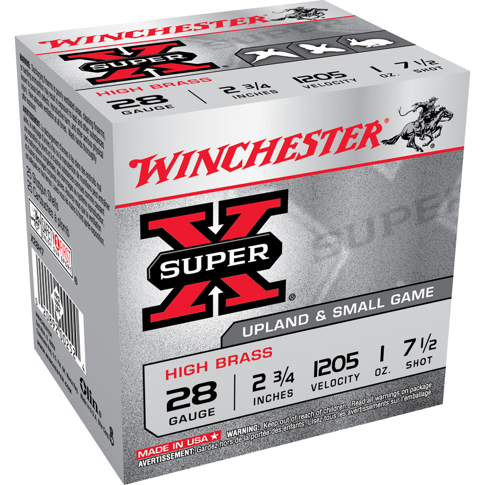 Winchester 28 Gauge SUPER-X HIGH BRASS Heavy Game Load #7.5 1 oz 2.75 in 25/Box