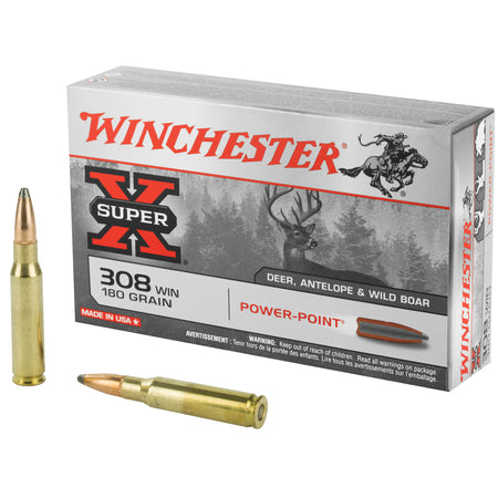 Winchester .308 Win / 7.62x51mm Super-X Power-Point Pointed Soft Point 180 Grain 20/Box