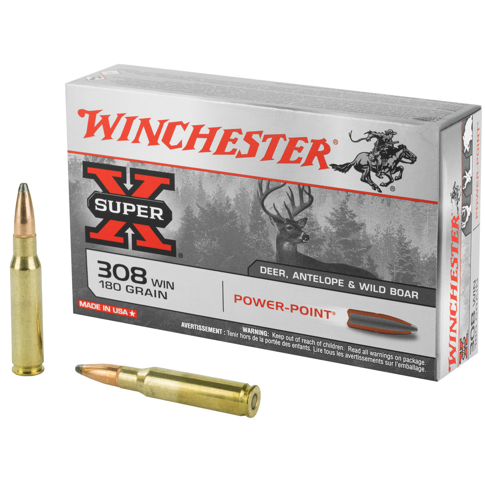 Winchester .308 Win / 7.62x51mm Super-X Power-Point Pointed Soft Point 180 Grain 20/Box