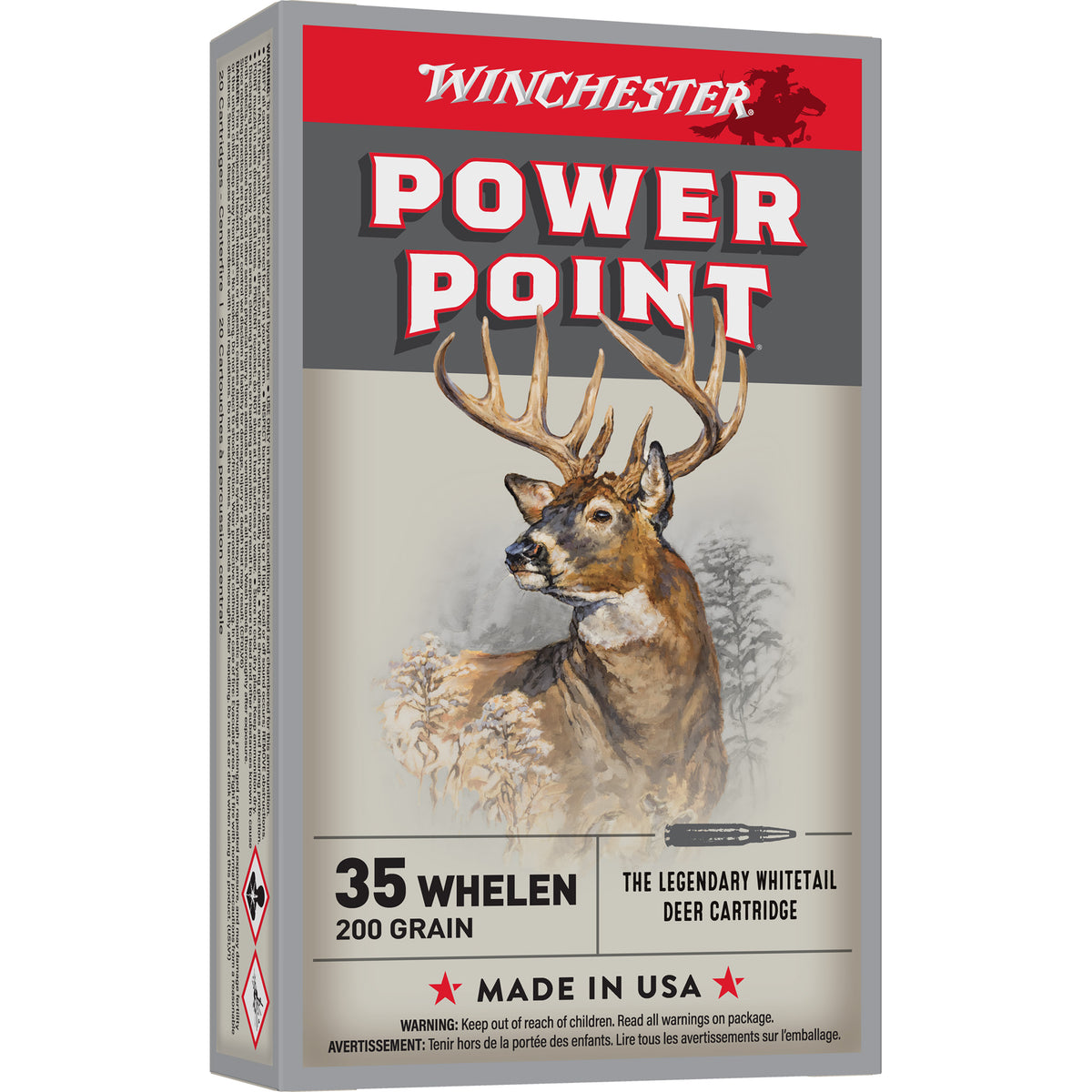 Winchester .35 Whelen Power-Point Jacketed Soft Point 200 Grain 20/Box