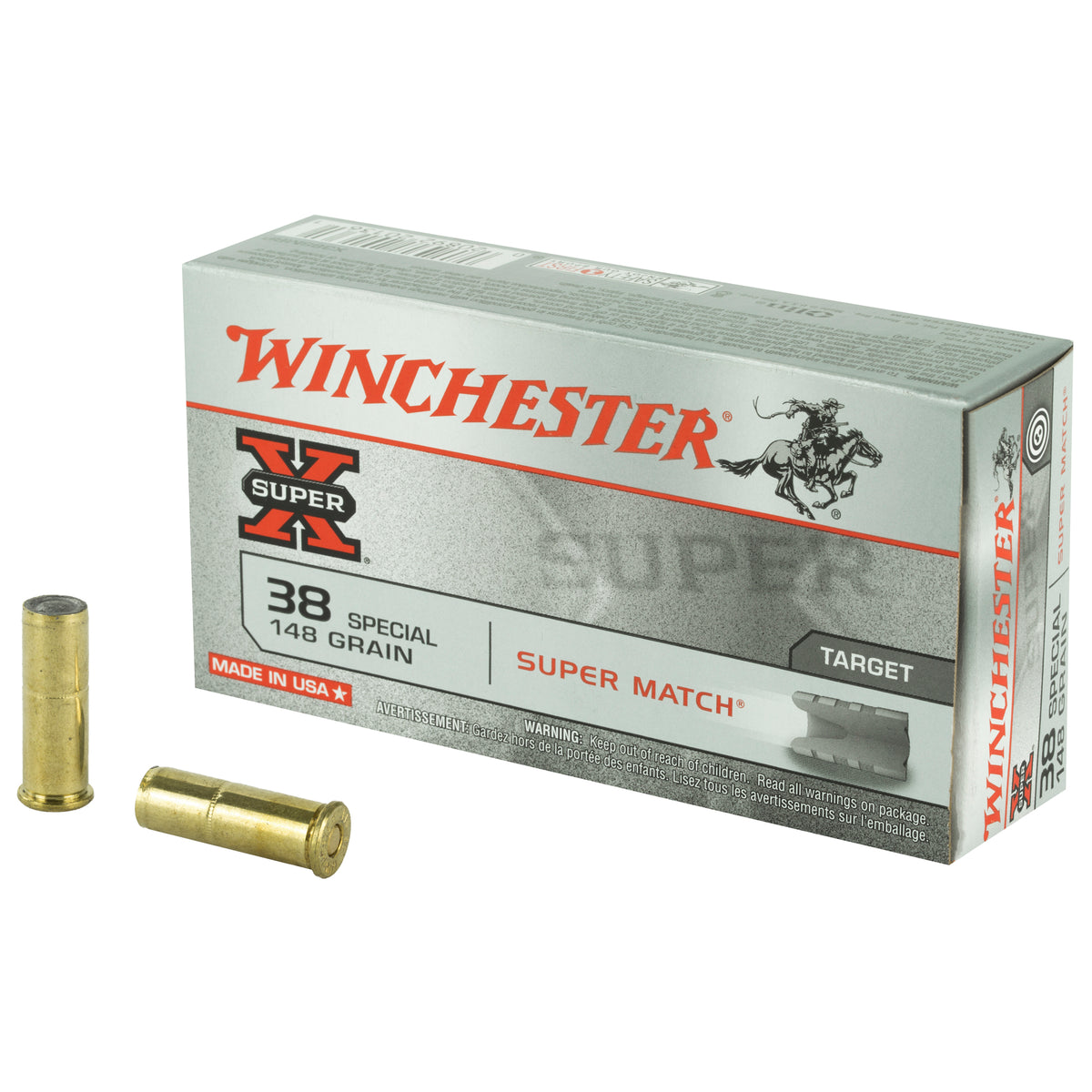 Winchester .38 Special Super-X Super Match Lead Semi-Wadcutter 148 Grain 50/Box