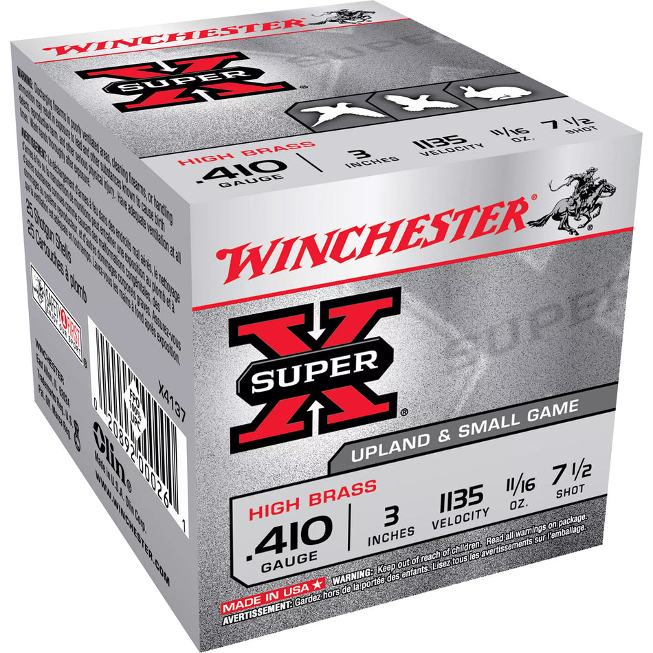 Winchester .410 Bore Super-X Upland HIGH BRASS Heavy Game Load #7.5 11/16 oz 3 in 25/Box