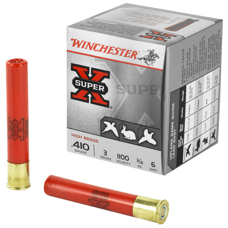 Winchester .410 Bore Super-X HIGH BRASS Heavy Game Load #6 3/4 oz 3 in 25/Box