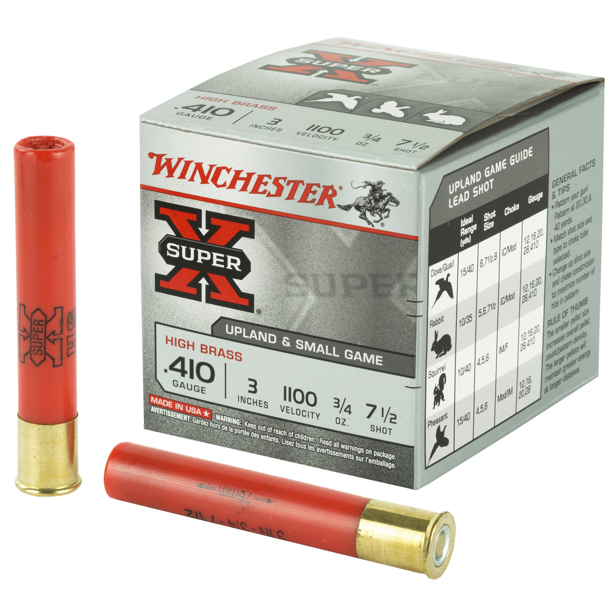 Winchester .410 Bore Super-X HIGH BRASS Heavy Game Load #7.5 3/4 oz 3 in 25/Box