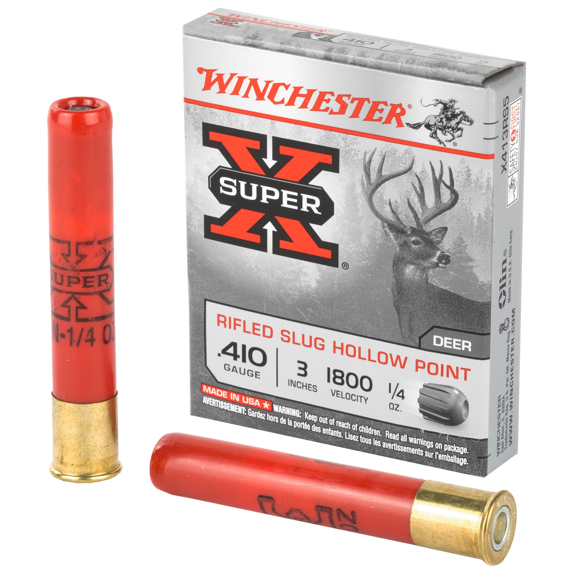 Winchester .410 Bore Super-X Hollow Point Rifled Slug Slug 1/4 oz 3 in 5/Box