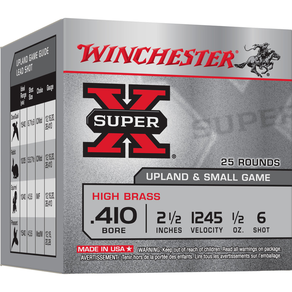 Winchester .410 Bore Super X HIGH BRASS Heavy Game Load #6 1/2 oz 2.5 in 25/Box