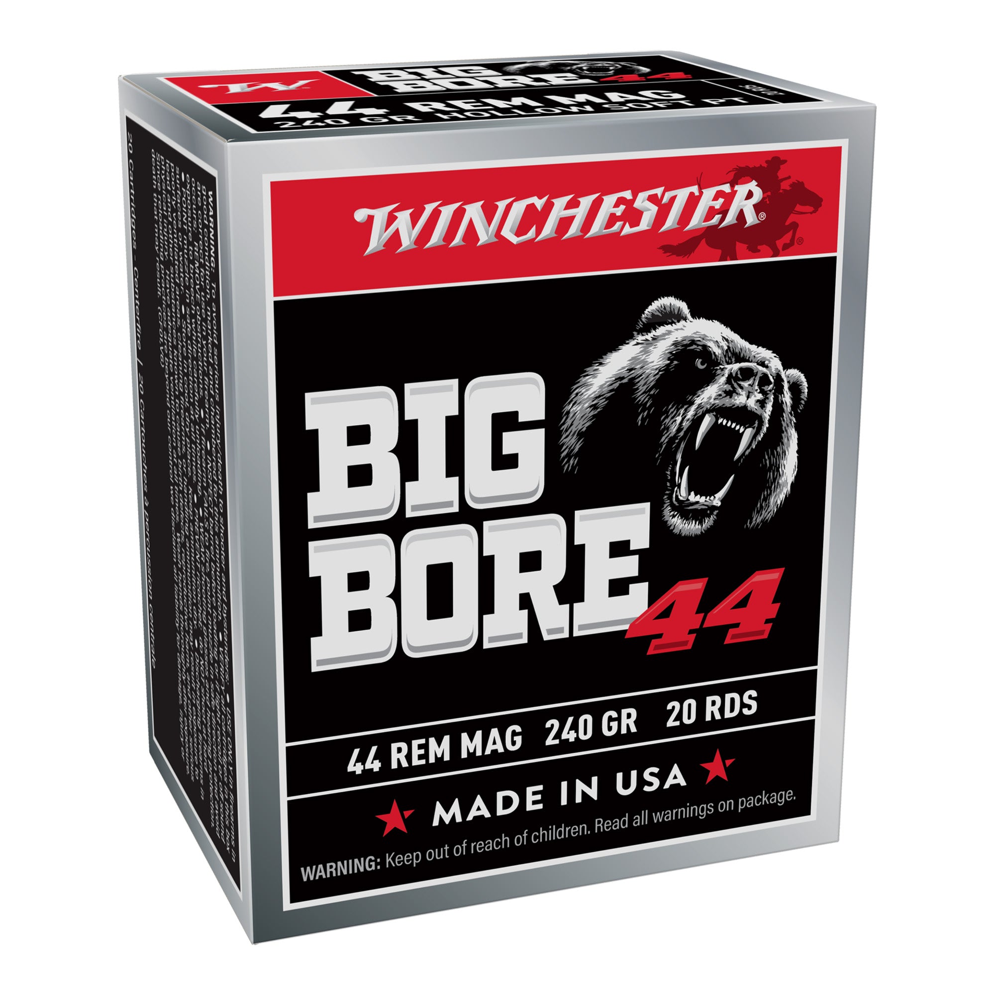 Winchester .44 Magnum Big Bore Semi Jacketed Hollow Point 240 Grain 20/Box