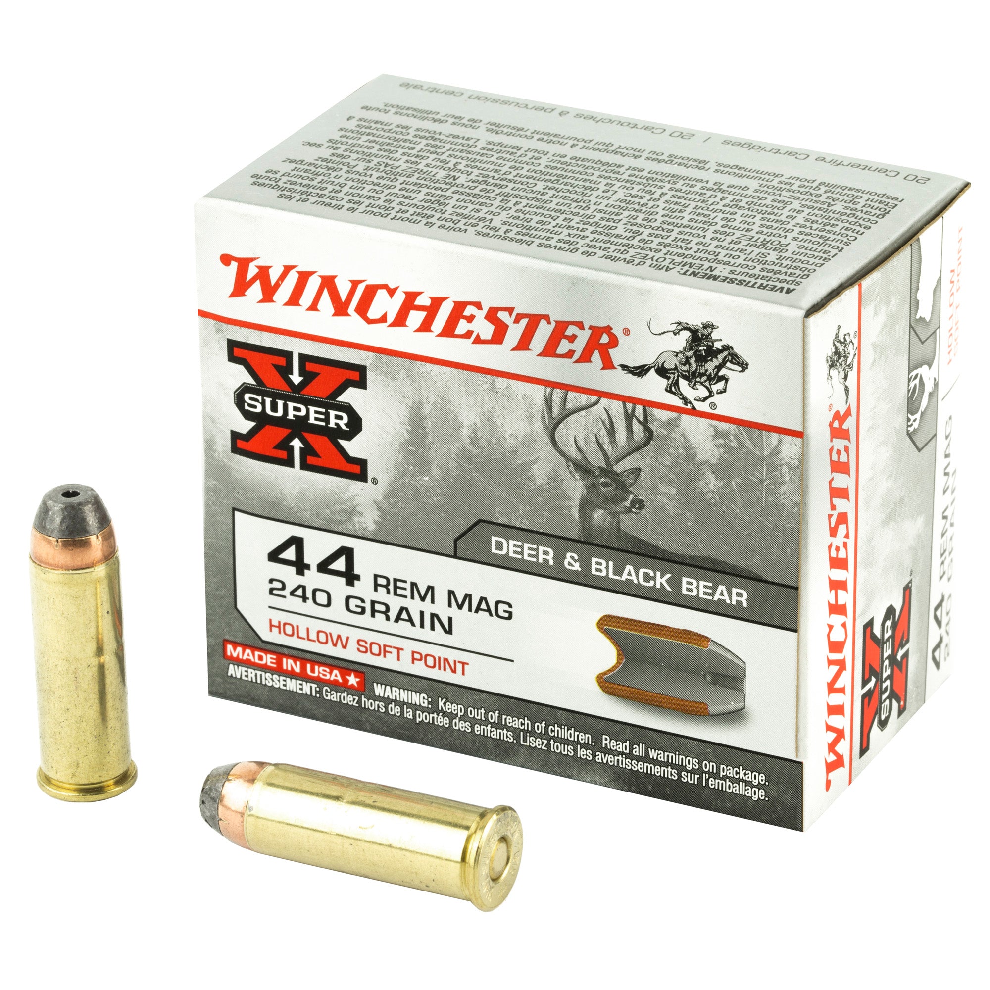 Winchester .44 Magnum SUPER-X Hollow Soft Point 240 Grain 20/Box