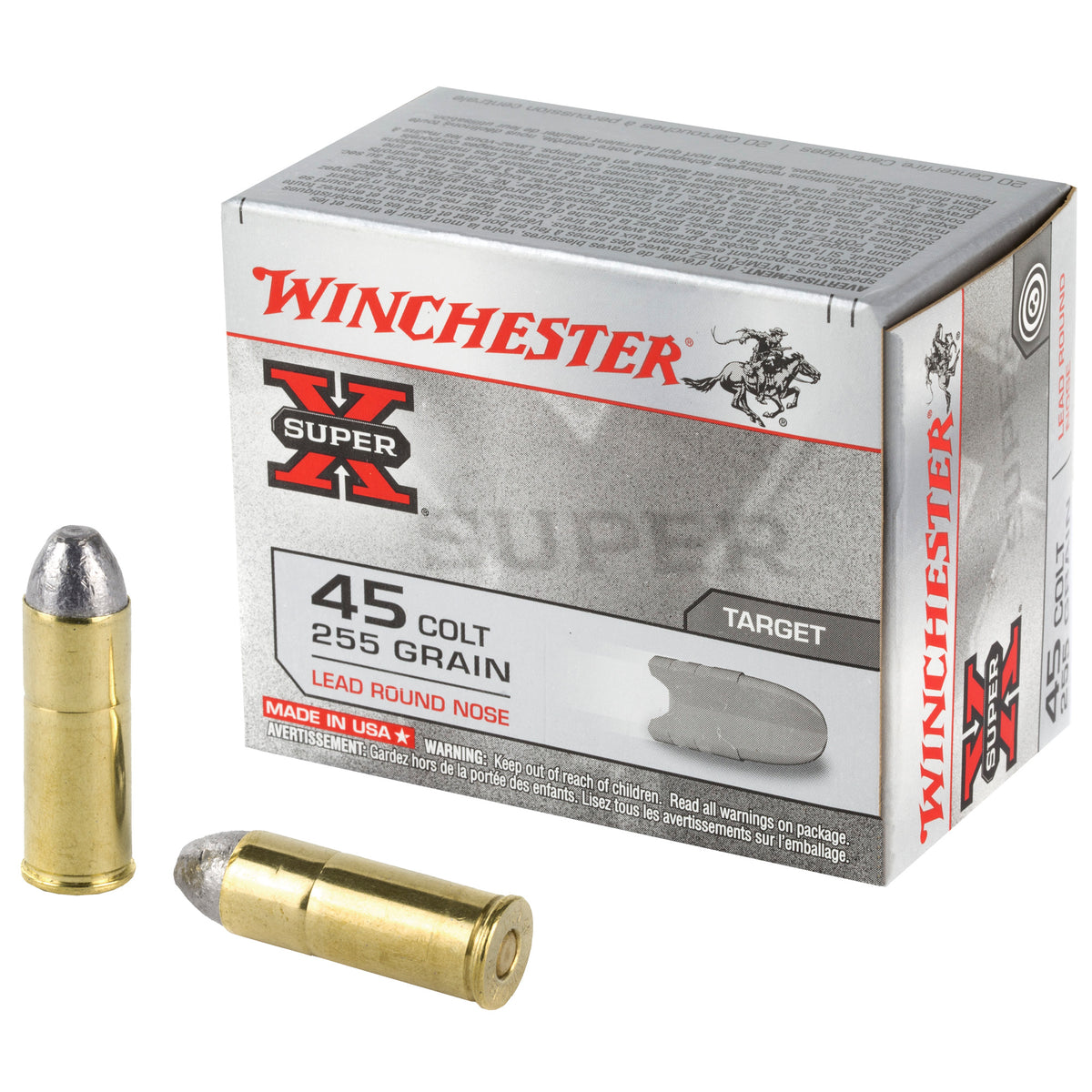 Winchester .45 Long Colt Super X Lead Round Nose 255 Grain 20/Box