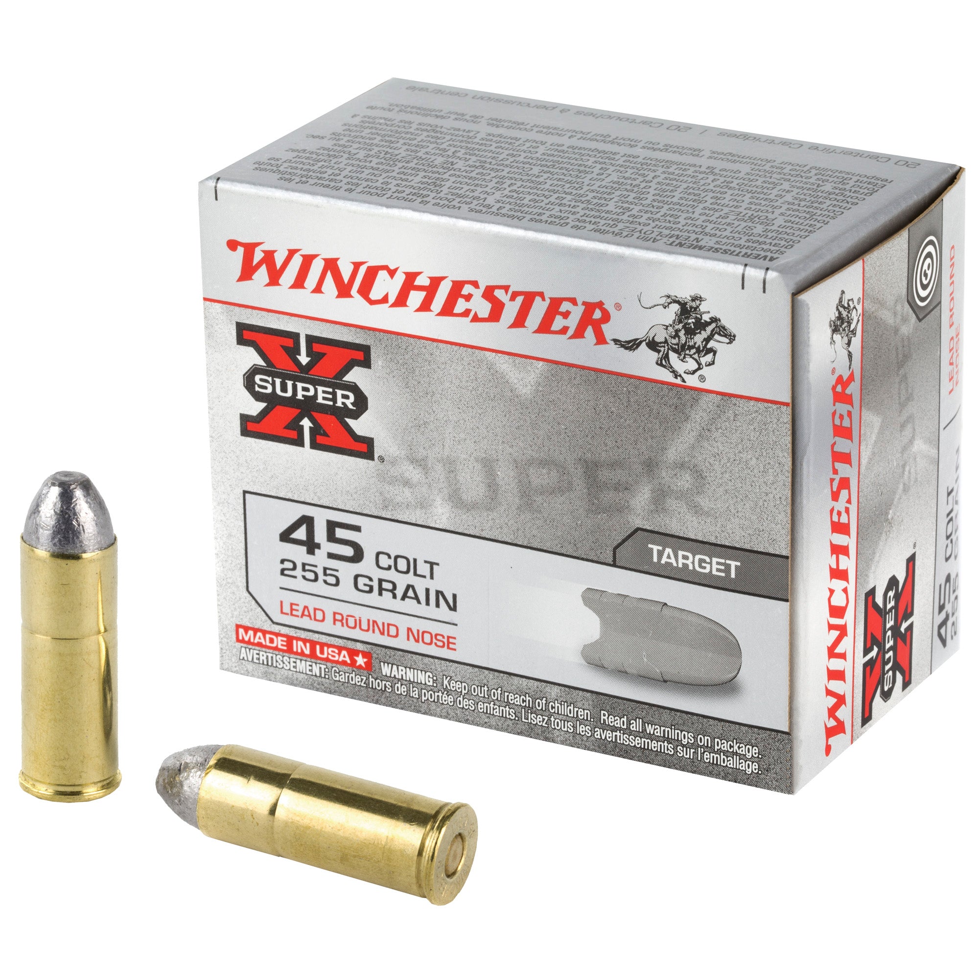 Winchester .45 Long Colt Super X Lead Round Nose 255 Grain 20/Box