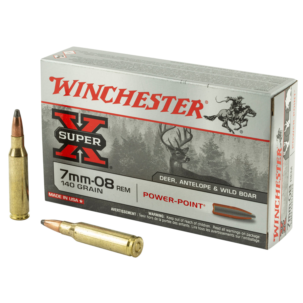 Winchester 7mm-08 Remington Super-X Power-Point Pointed Soft Point 140 Grain 20/Box [Item 3254]
