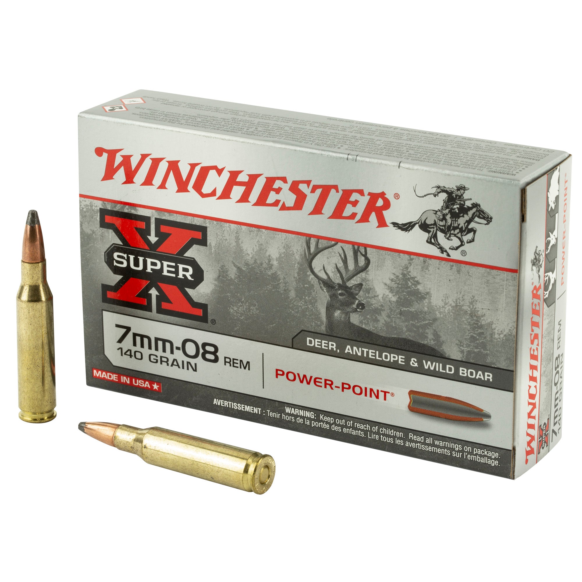 Winchester 7mm-08 Remington Super-X Power-Point Pointed Soft Point 140 Grain 20/Box [Item 3254]