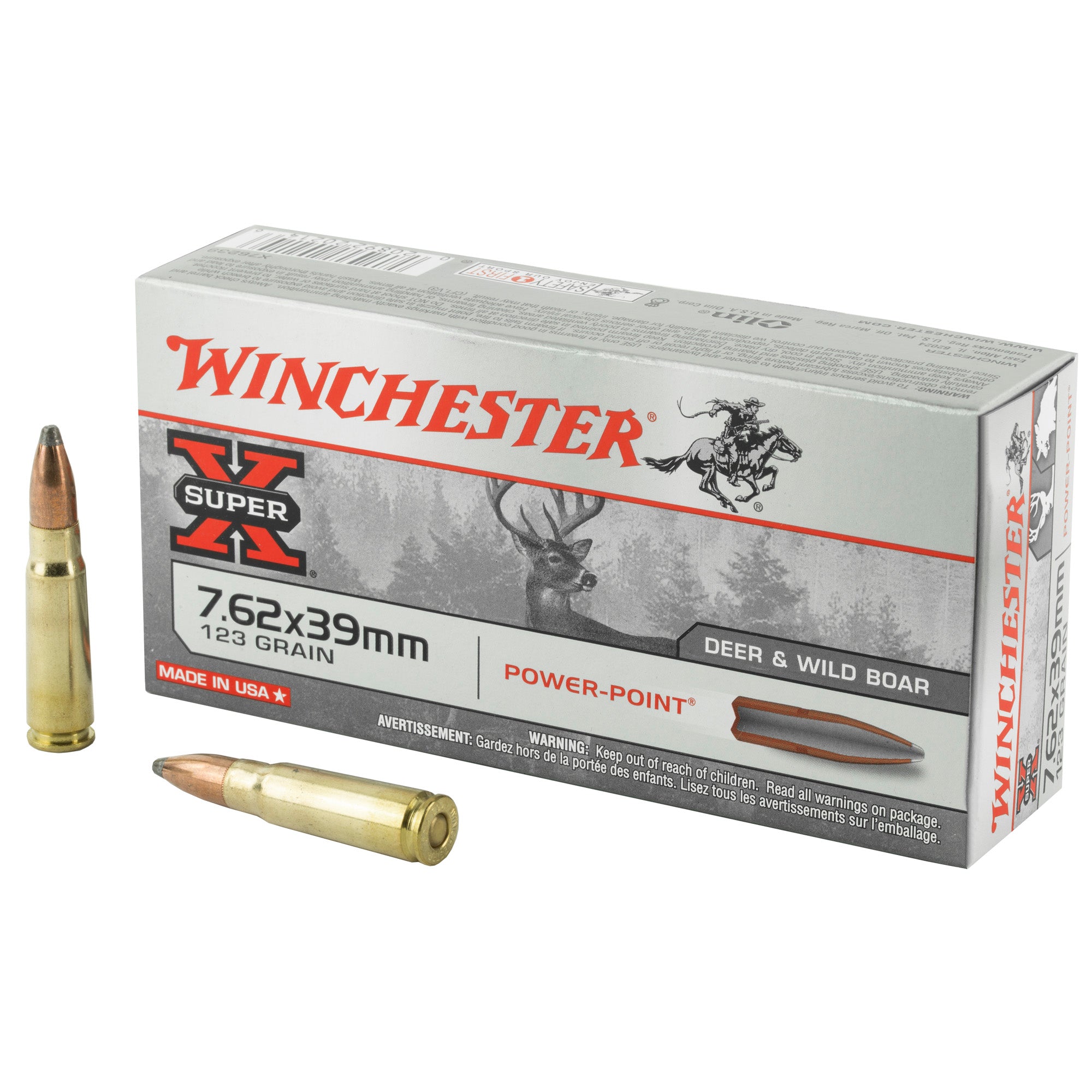 Winchester 7.62x39mm Super-X Power-Point 123 Grain 20/Box