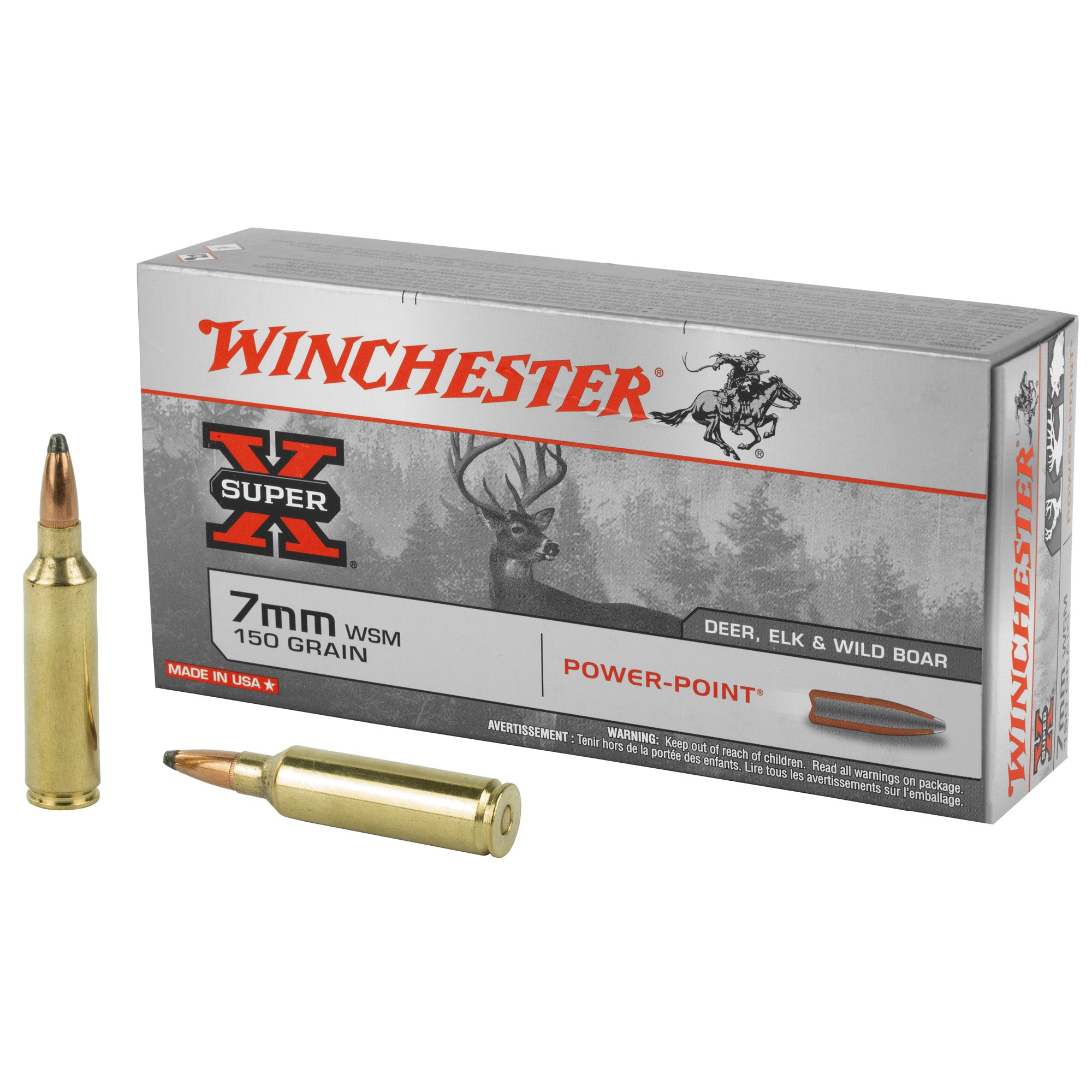 Winchester 7mm WSM Super-X Power-Point Pointed Soft Point 150 Grain 20/Box