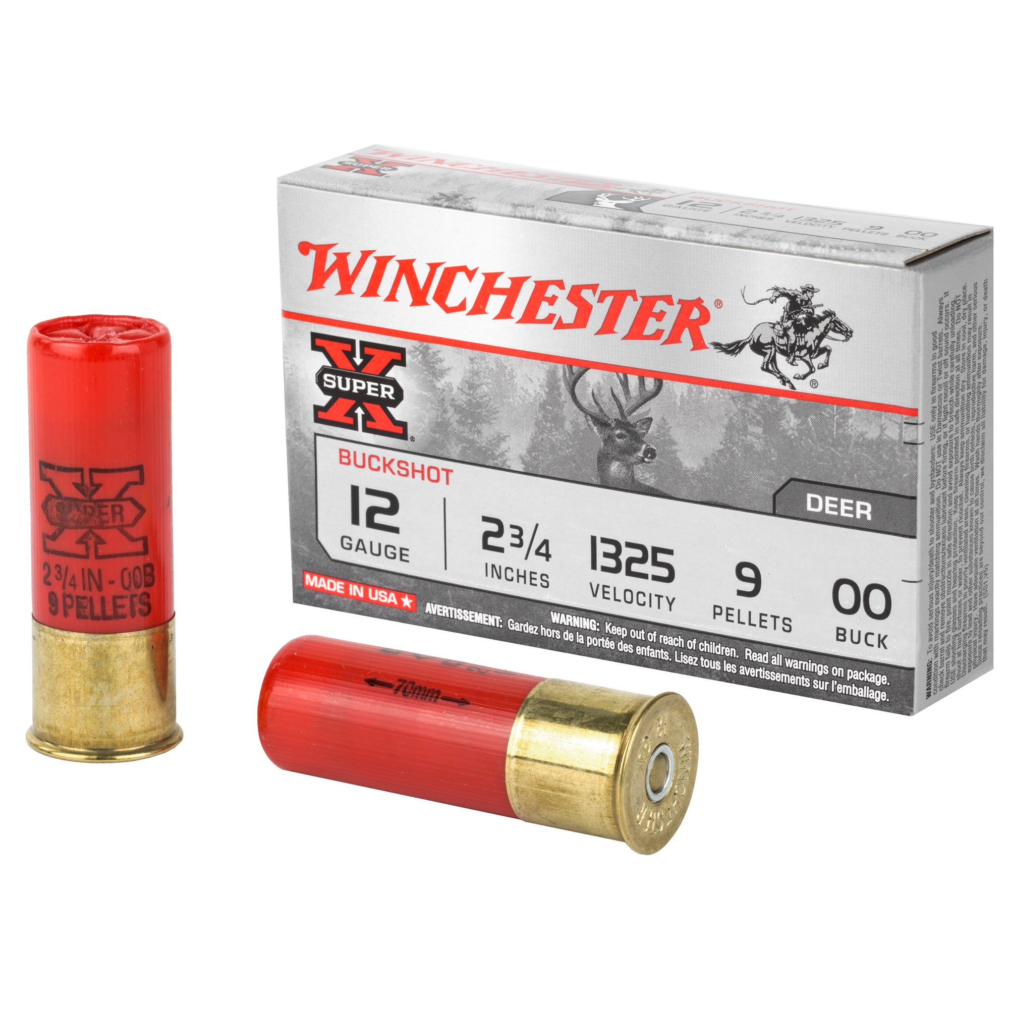Winchester 12 Gauge Super-X 9 Pellets 00 Buck 1-1/8 oz 2.75 in 5/Box