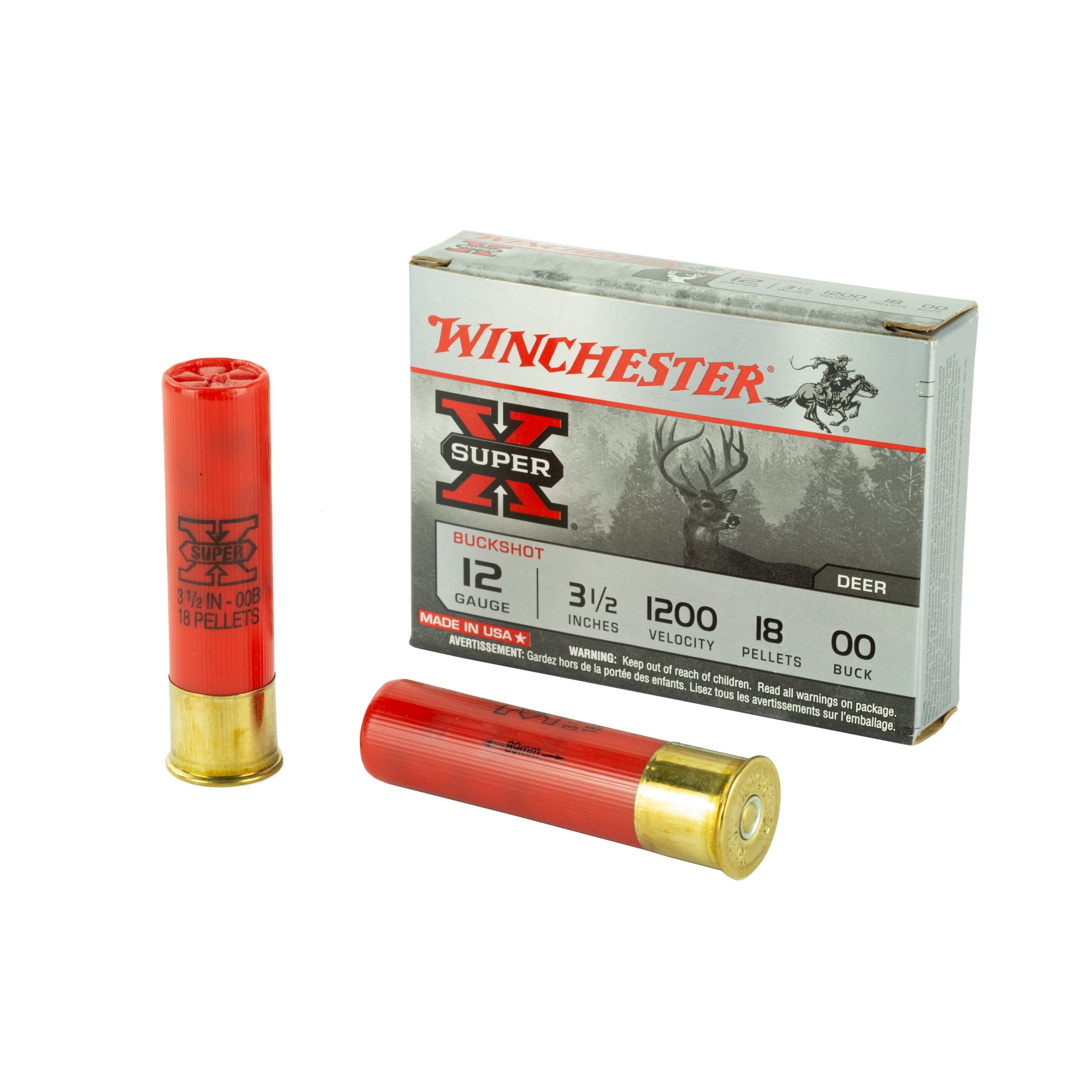 Winchester 12 Gauge Super-X 18 Pellets 00 Buck 2-1/4 oz 3.5 in 5/Box