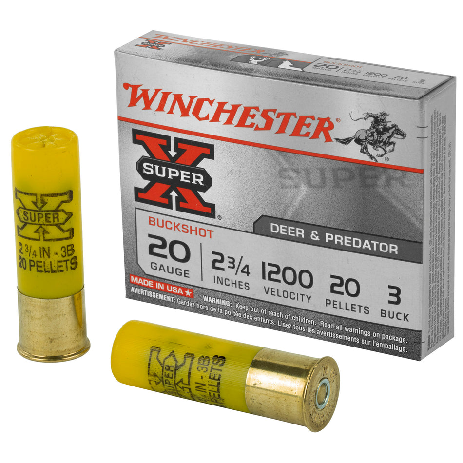 Winchester 20 Gauge Super-X 20 Pellets #3 Buck 1-1/8 oz 2.75 in 5/Box