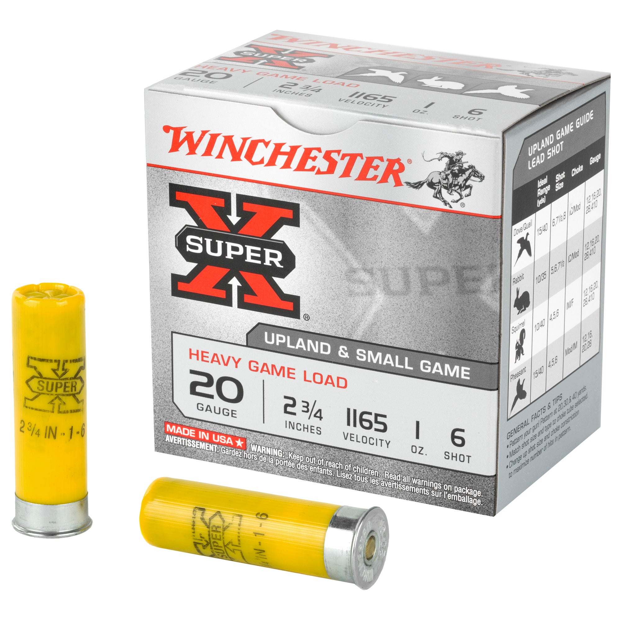 Winchester 20 Gauge Super-X Heavy Game Load #6 1 oz 2.75 in 25/Box [Item 6237]