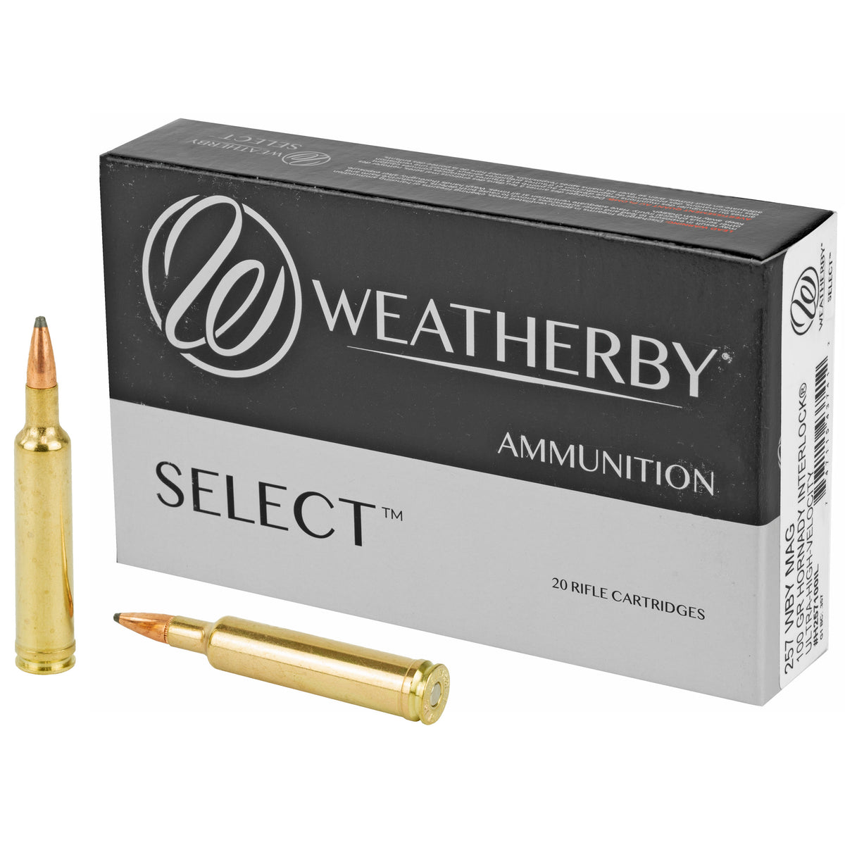 Weatherby H257100IL Select Hornady Interlock 100 Grain .257 Weatherby Mag 3570 fps 20 Per Box – 200/Case