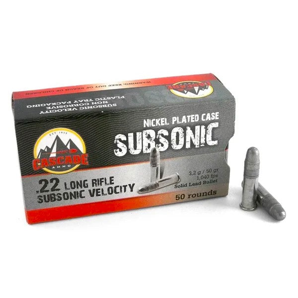 Cascade .22 LR 50 Grain Solid Lead Round Nose Subsonic