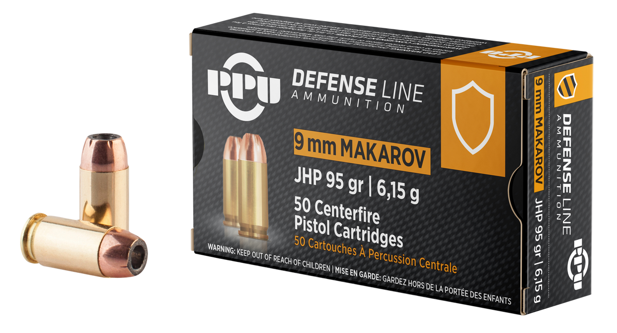 Prvi Partizan 9mm Makarov Defense Jacketed Hollow Point 95 Grain 50/Box