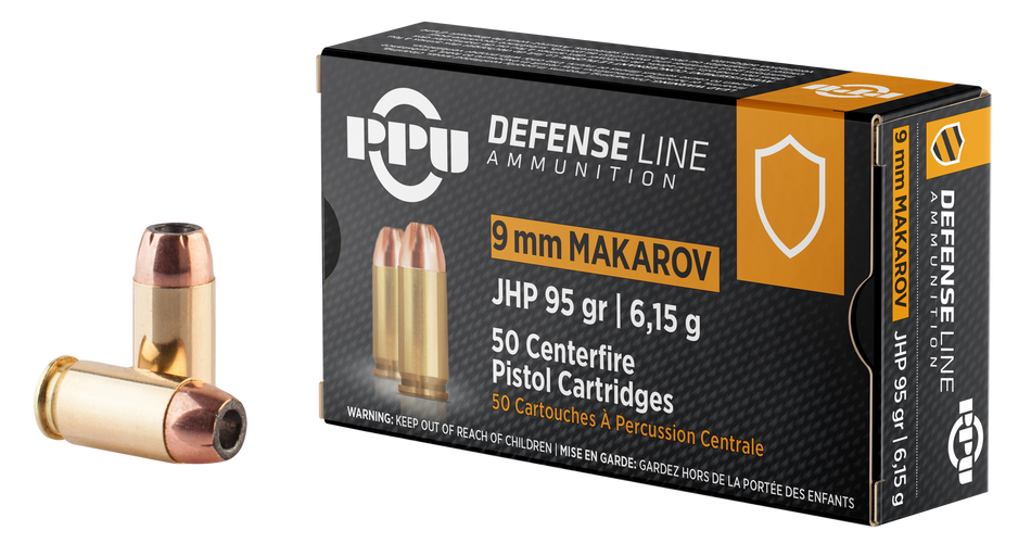 Prvi Partizan 9mm Makarov Defense Jacketed Hollow Point 95 Grain 50/Box