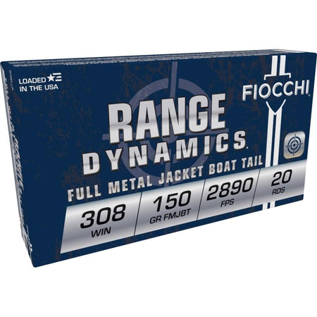 Fiocchi .308 Win / 7.62x51mm Range Dynamics Full Metal Jacket Boat Tail 150 Grain 200/Box