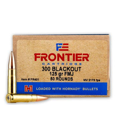 Hornady .300 AAC Blackout Frontier Cartridge Full Metal Jacket 125 Grain 50/Box [Item 997]