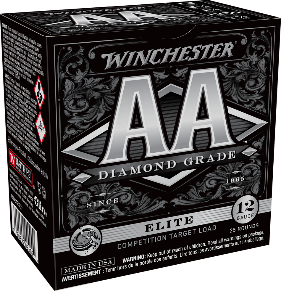 Winchester 12 Gauge AA Diamond Grade Elite Competition Target Load 1250 #7.5 1-1/8 oz 2.75 in 25/Box 1250 FPS