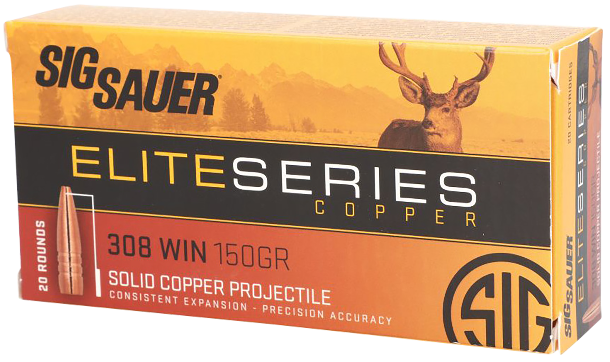 Sig Sauer .308 Win / 7.62x51mm Elite Copper Hunting Copper Solid 150 Grain 20/Box