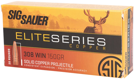 Sig Sauer .308 Win / 7.62x51mm Elite Copper Hunting Copper Solid 150 Grain 20/Box