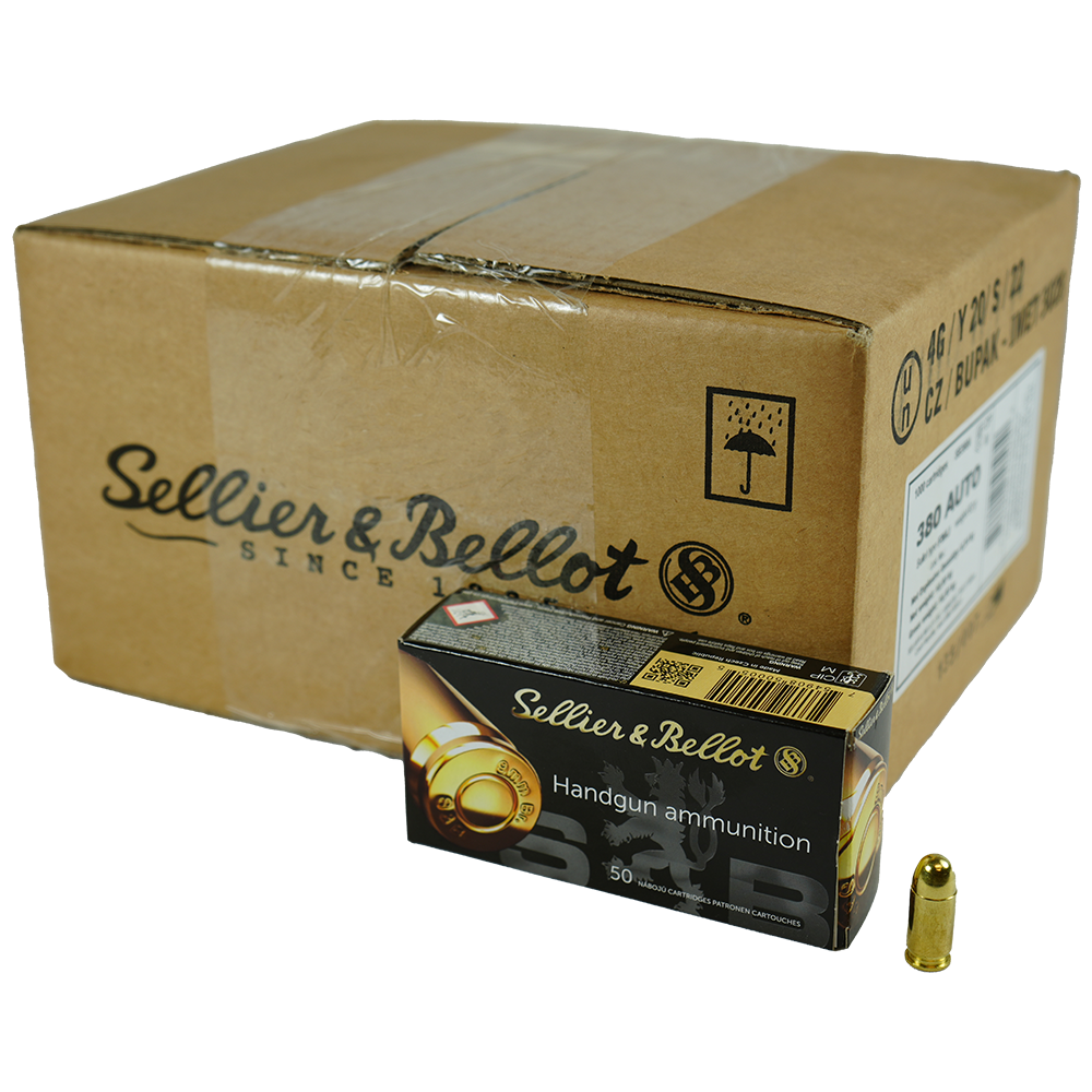 Sellier and Bellot .380 ACP/Auto Handgun Full Metal Jacket 92 Grain 1000/Box