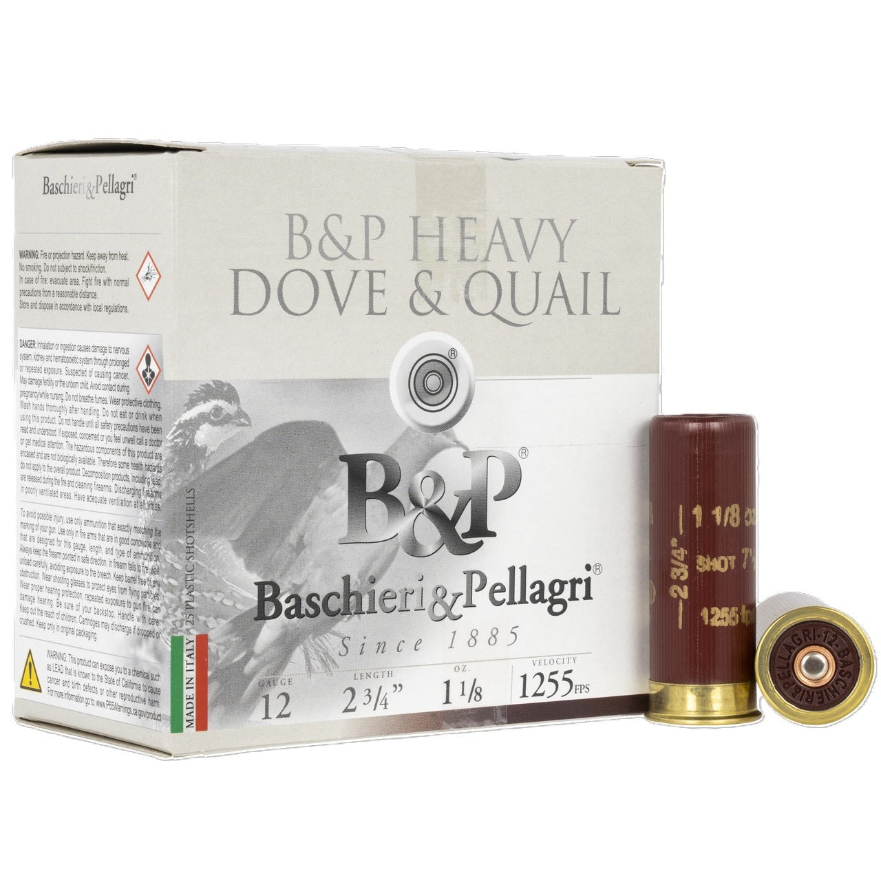Baschieri and Pellagri 12 Gauge Heavy Hunting Heavy Dove & Quail #7.5 1-1/8 oz 2.75 in 25/Box