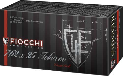 Fiocchi 7.62x25mm Tokarev Heritage Full Metal Jacket 88 Grain 50/Box