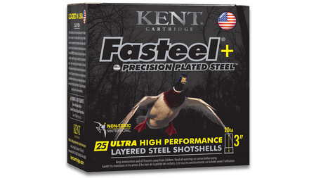 Kent Cartridge 20 Gauge Fasteel + Precision Plated Steel #2 / 4 1 oz 3 in 25/Box