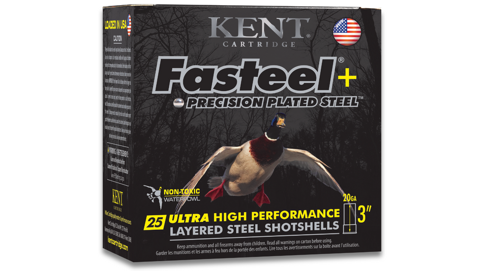 Kent Cartridge 20 Gauge Fasteel + Precision Plated Steel #2 / 4 1 oz 3 in 25/Box