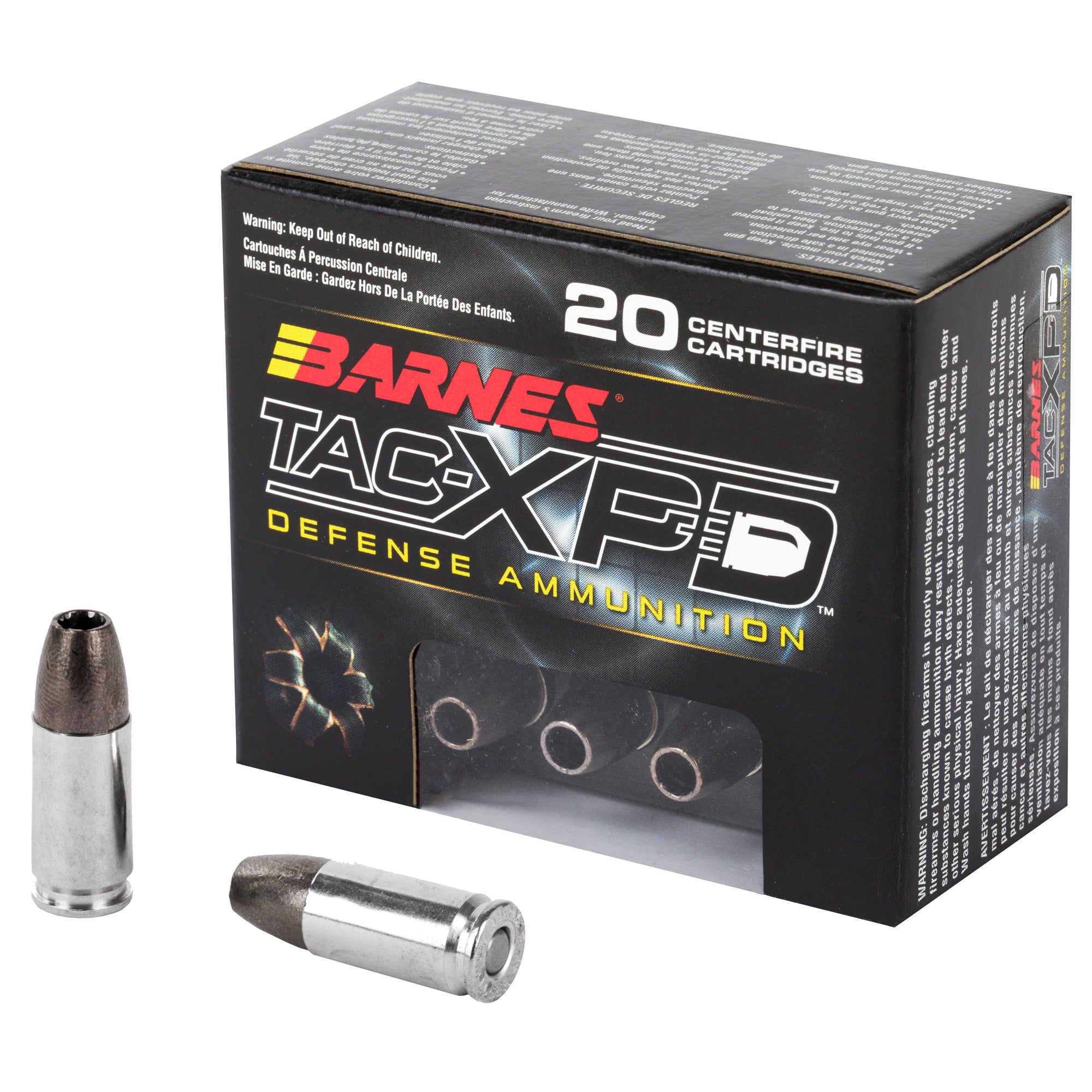 Barnes 9mm Luger / Parabellum TAC-XPD DEFENSE HANDGUN +P Hollow Point 115 Grain 20/Box