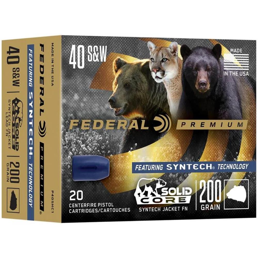 Federal .40 S&W Premium Personal Defense Solid Core Synthetic Flat Nose 165 Grain 20/Box 1000 FPS