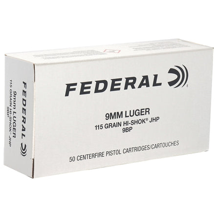 Federal Classic 9mm Luger Ammo 115 Grain Hi-Shok JHP 50 Per Box – 1000/Case